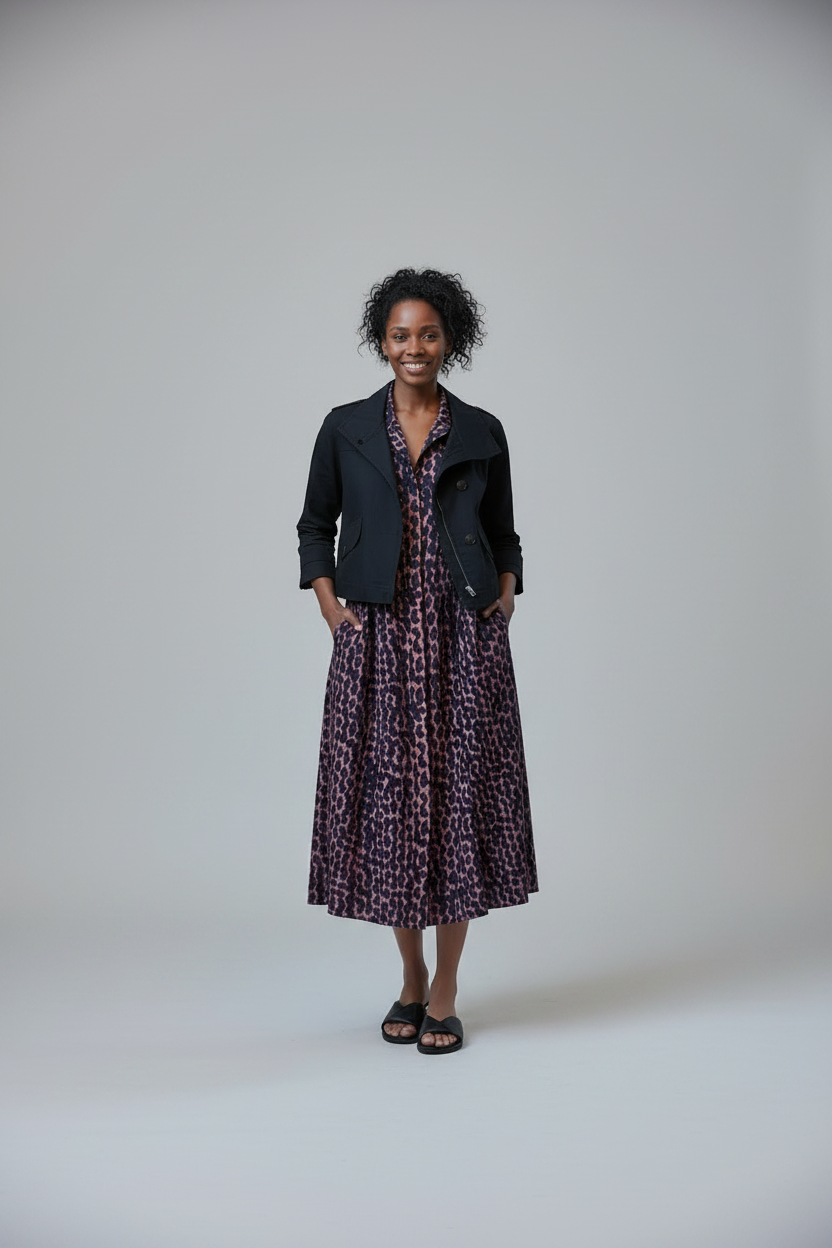 Women's Cotton Linen Cropped Jacket - Lightweight Bomber Style Outerwear, Midnight Navy Utility Coat