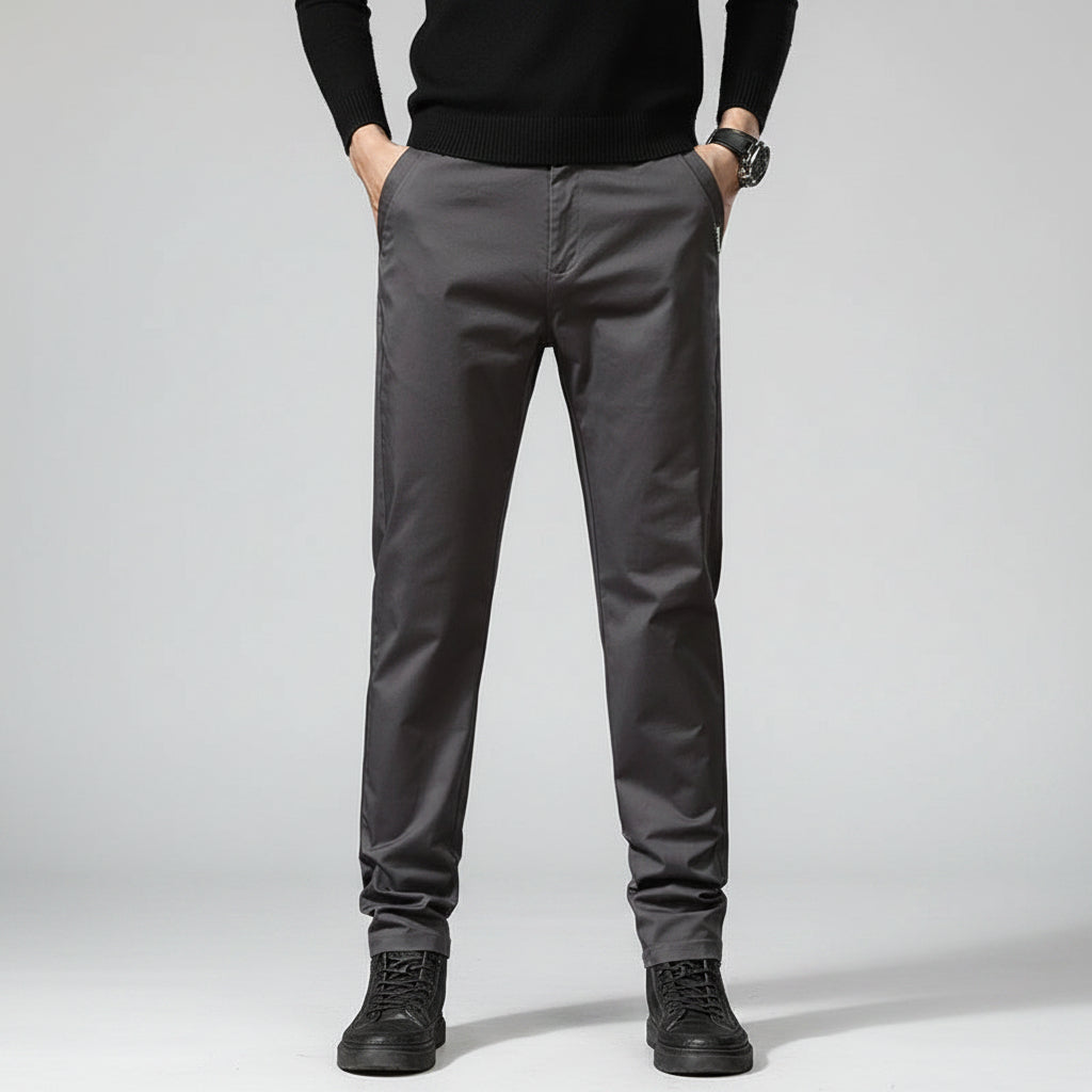 Men's Classic Slim Fit Cotton Pants - Casual Lightweight Chino Trousers, Essentials Stretch Slacks