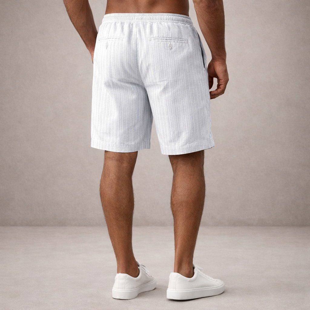 Men's Casual Linen Drawstring Shorts - Relaxed Fit Summer Bottoms, Lightweight Breathable Beach Lounge Wear