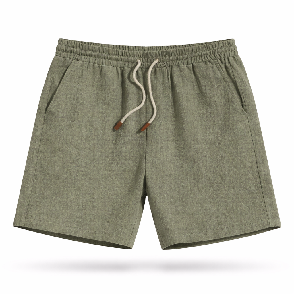 Men’s Linen Shorts Elastic Waist Drawstring Summer Fit