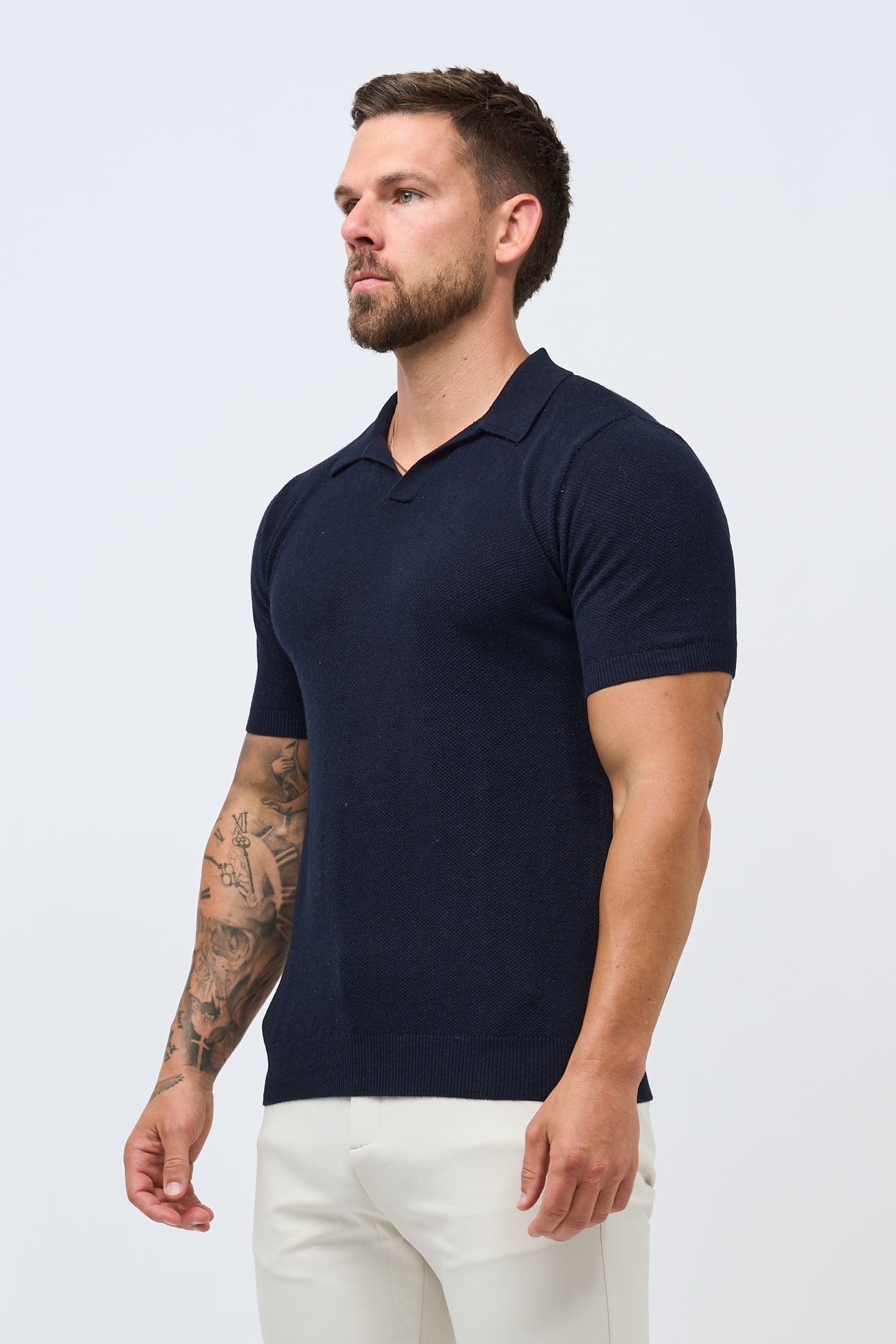 Golden Shore Men's Classic Pique Cotton Polo Shirt - Short Sleeve Slim Fit Summer Top, Classic Navy