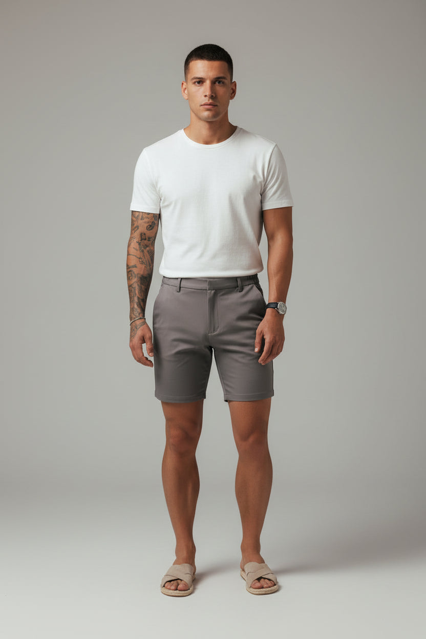 Men's Hybrid Performance Shorts - Quick-Dry Stretch Boardshorts, Everyday Active Casual Walks, Dark Grey