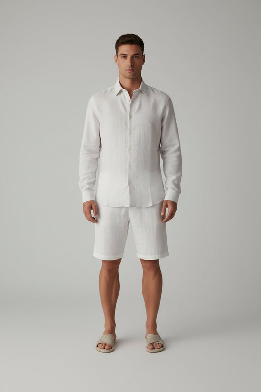 Men's Casual Linen Shorts - Lightweight Drawstring Summer Shorts, Breathable Oat Cream Beach Lounge Bottoms