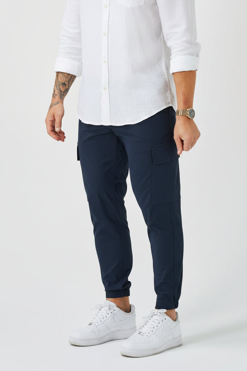 Men's Everyday Slim Fit Stretch Pants - Daily Casual Chino Trousers, Midnight Navy