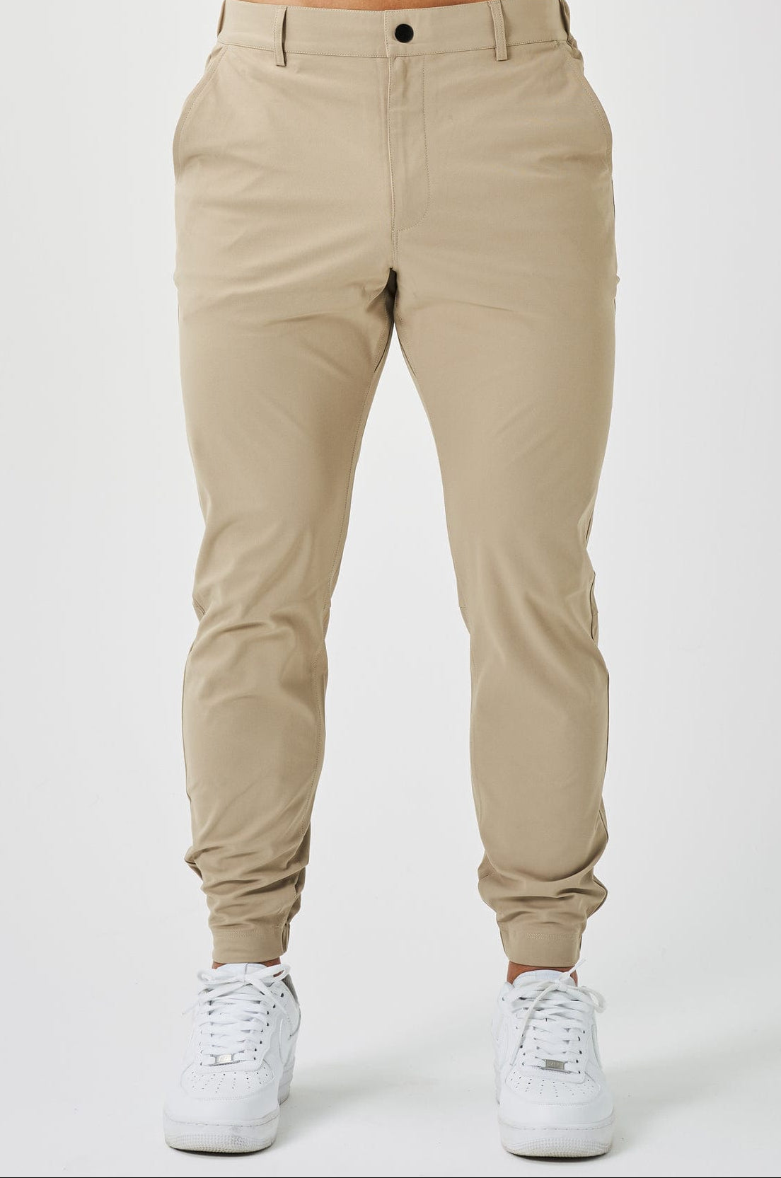 Men's Everyday Slim Fit Stretch Pants - Daily Casual Chino Trousers, Sand Beige