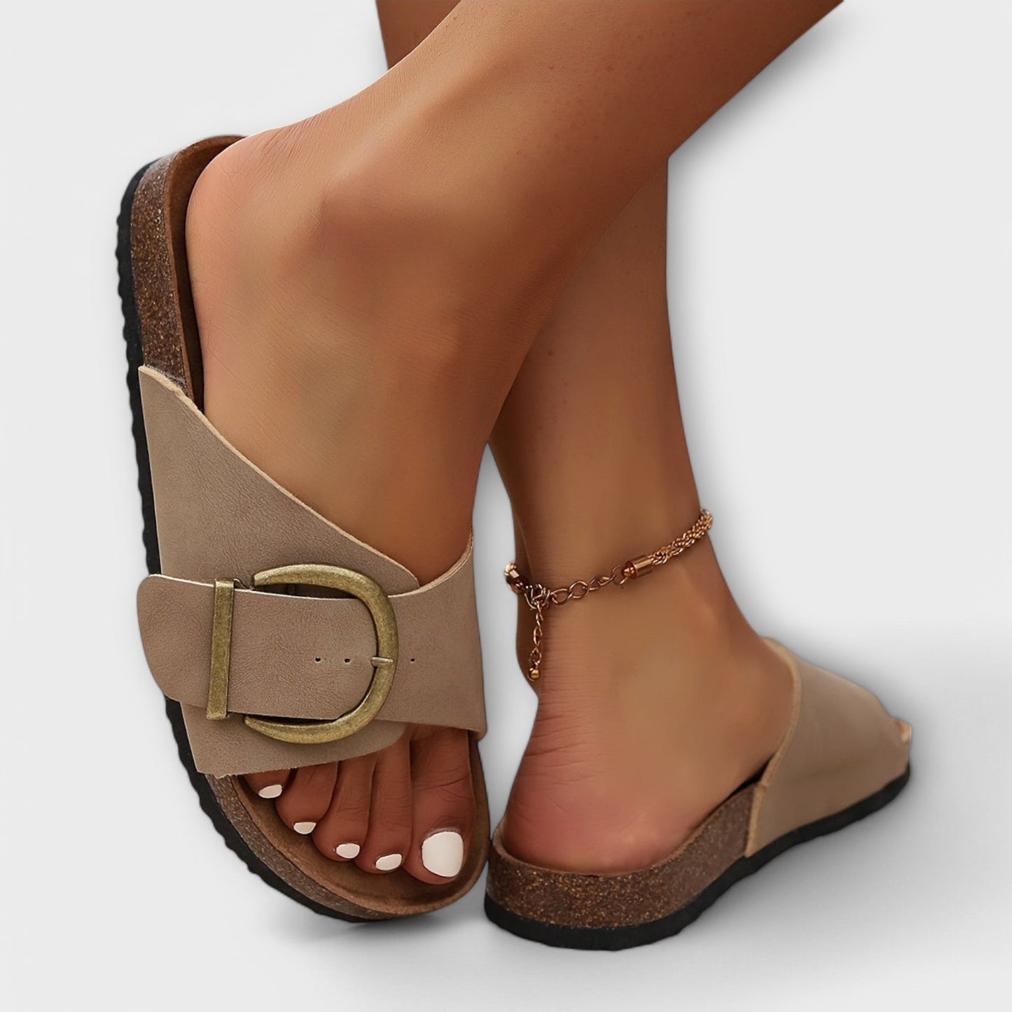 Goldenshore Women's Comfort Slip-On Slide Sandals - Ergonomic Cork Sole Summer Shoes