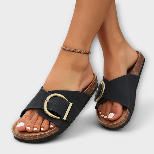 Goldenshore Women's Comfort Slip-On Slide Sandals - Ergonomic Cork Sole Summer Shoes