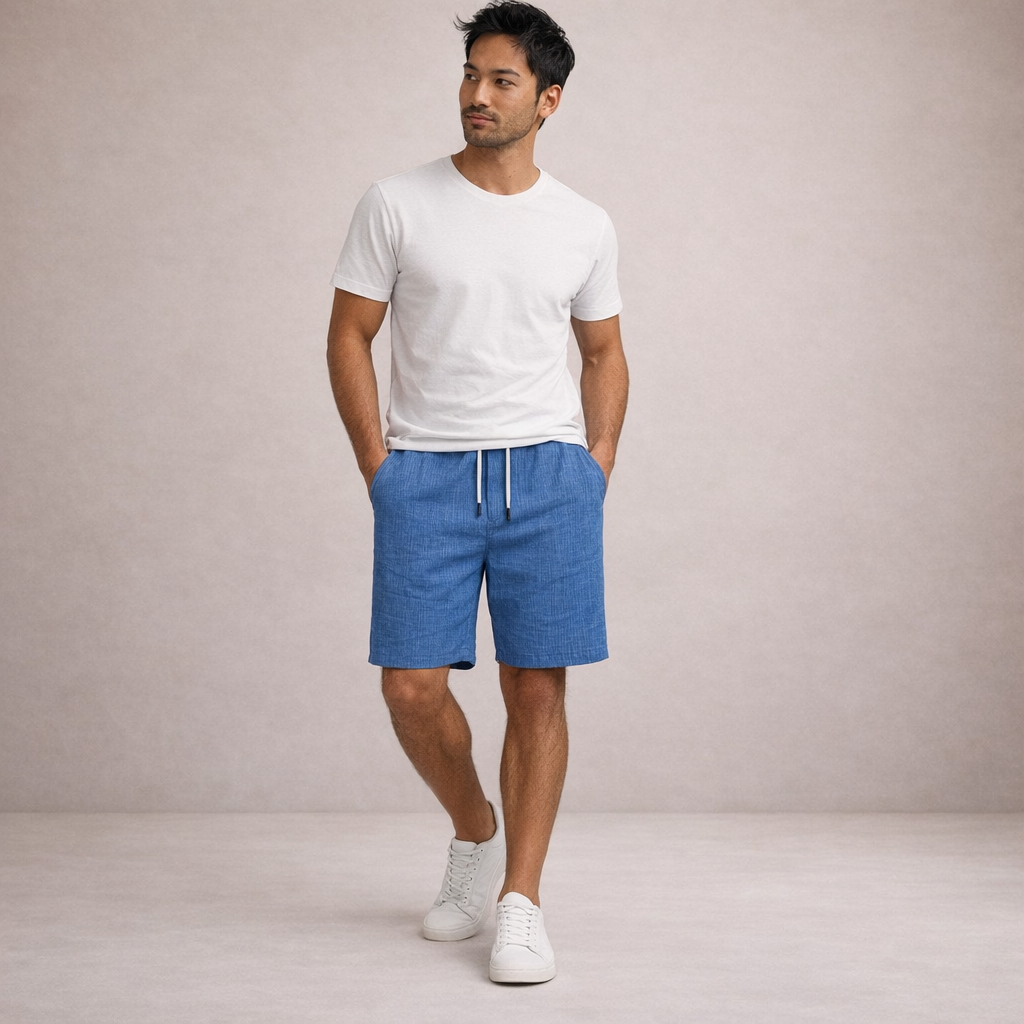 Men’s Drawstring Linen Summer Shorts Casual Relaxed Fit