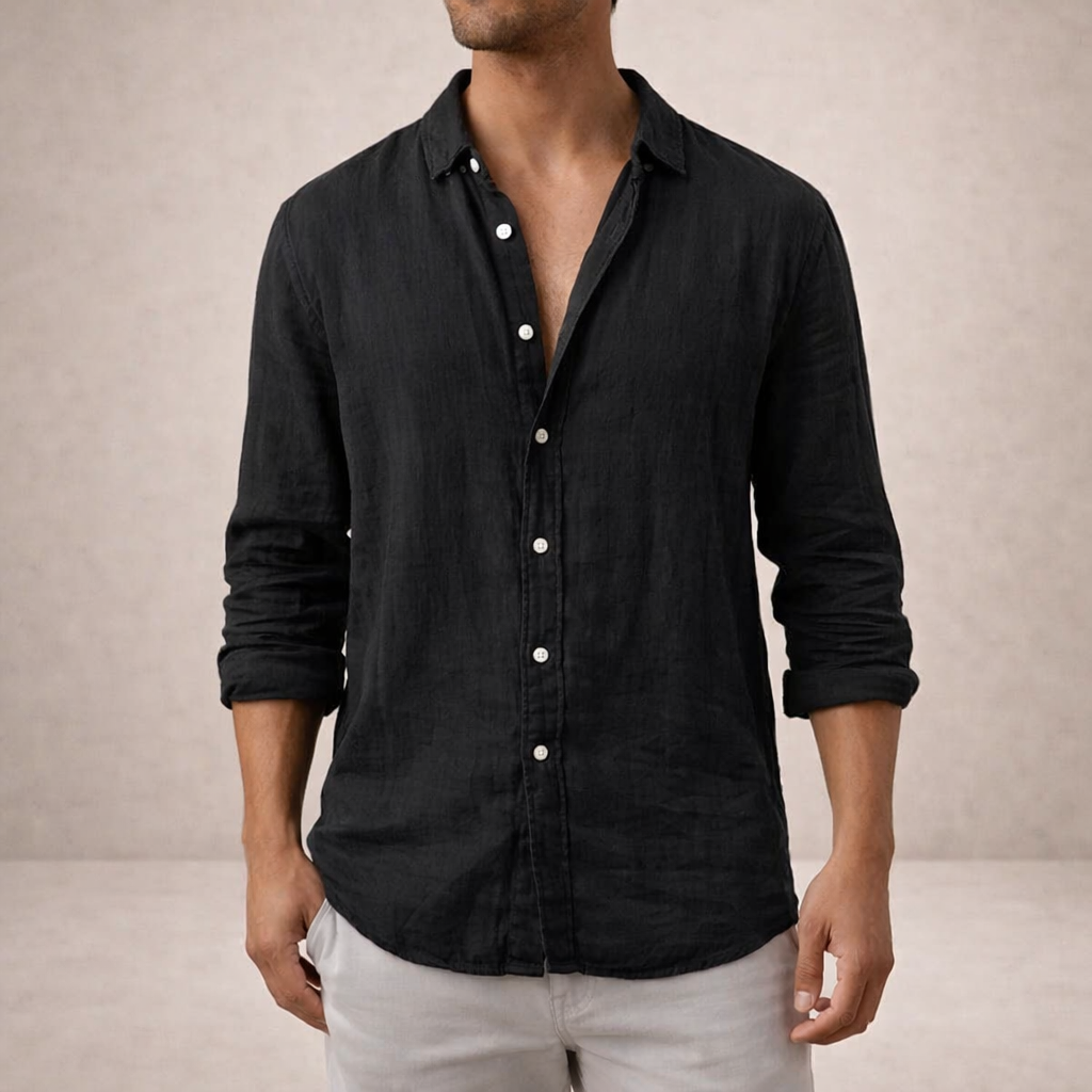 Men’s Regular Fit Linen Button Down Casual Shirt