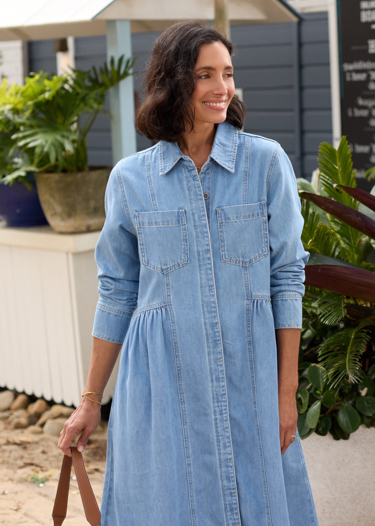 MONTANA LONG SLEEVE DENIM DRESS - LIGHT BLUE