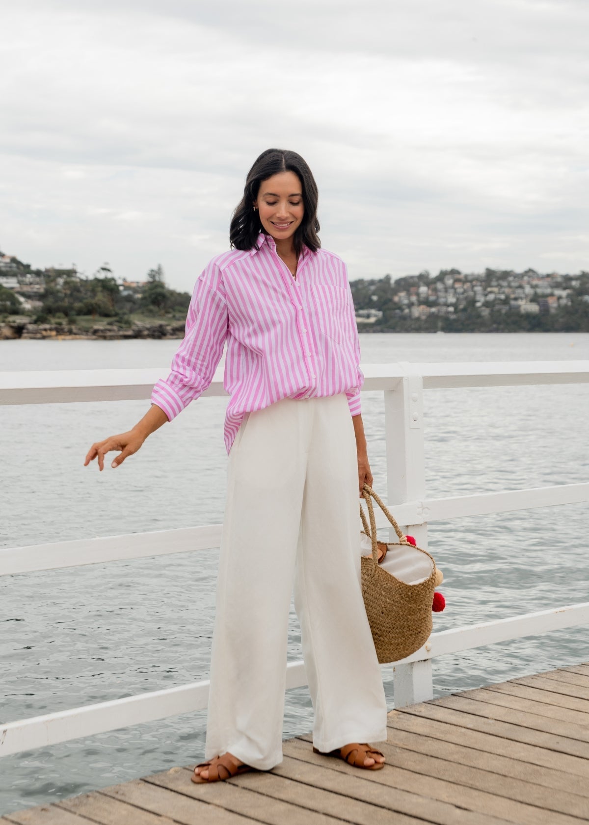Goldenshore Women's Linen Blend Wide-Leg Pants - Lightweight High-Waisted Trousers, Ivory Tailored Beach Pants