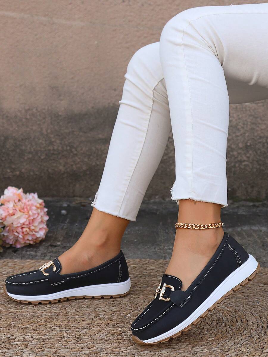 Goldenshore Women's Non-Slip Loafers - Foldable Wide-Fit Walking Flats, Comfortable Orthotic Support Shoes