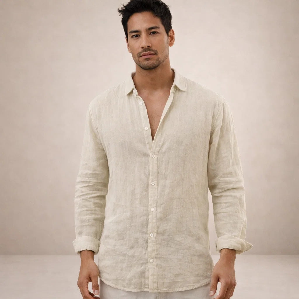 Men’s Regular Fit Linen Button Down Casual Shirt