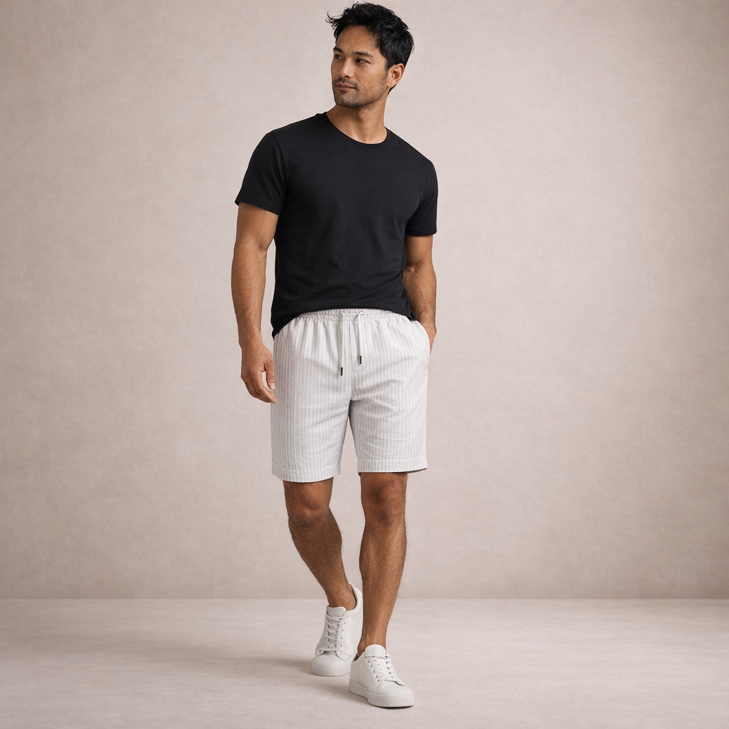 Men’s Drawstring Linen Summer Shorts Casual Relaxed Fit