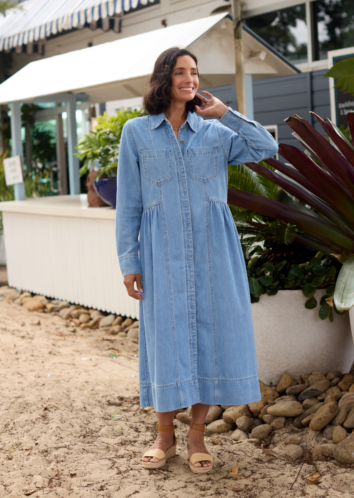 MONTANA LONG SLEEVE DENIM DRESS - LIGHT BLUE