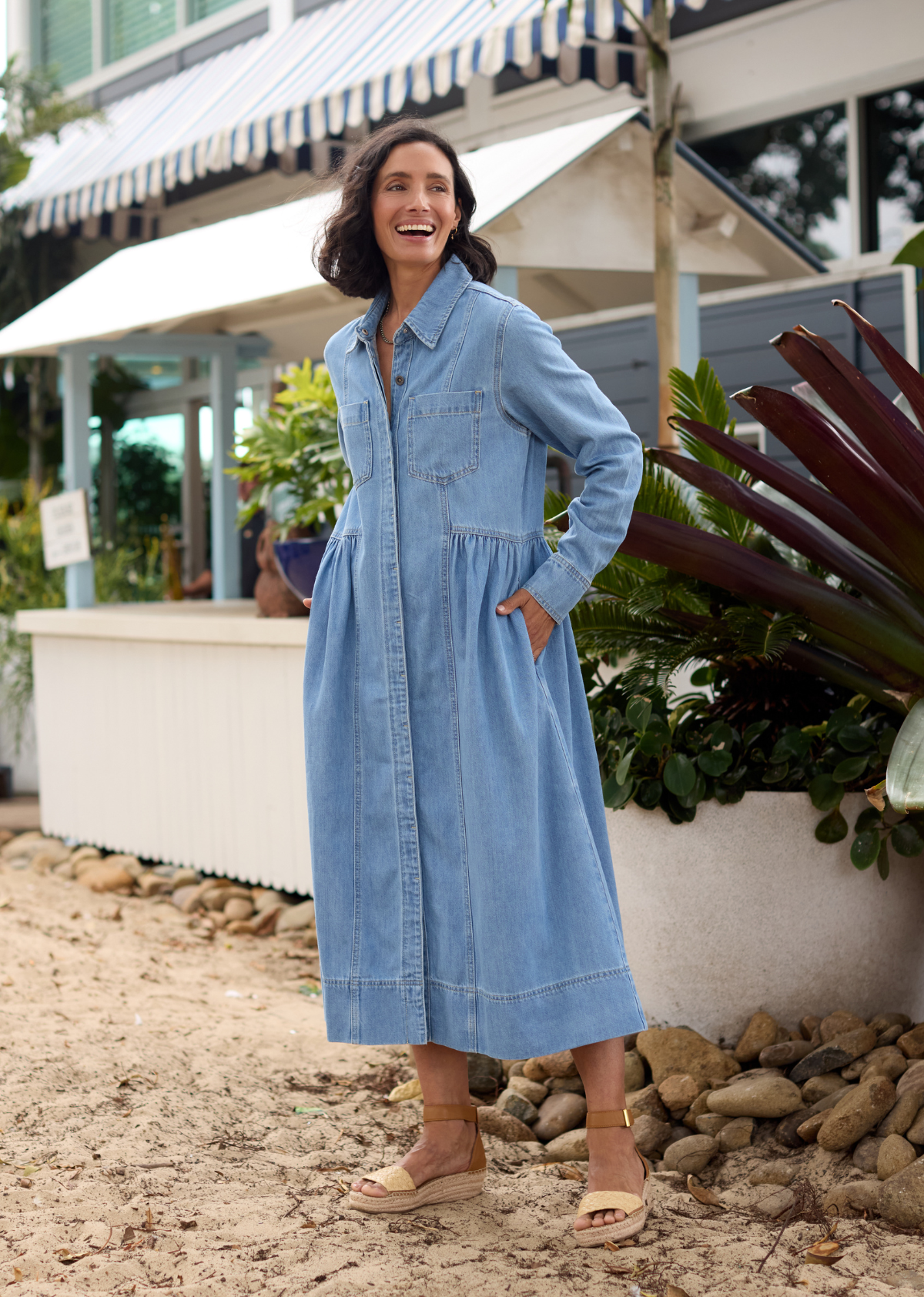 MONTANA LONG SLEEVE DENIM DRESS - LIGHT BLUE