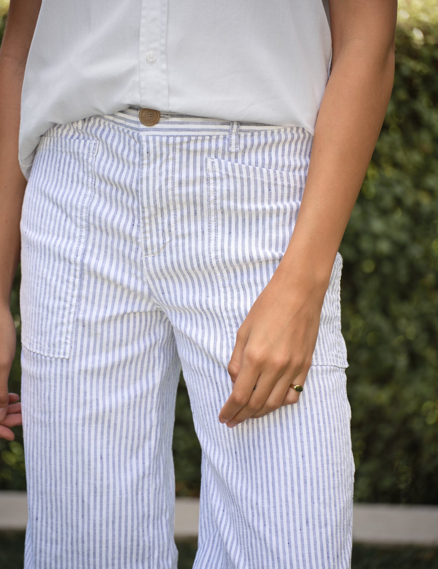 LIMERICK Navy and White Stripe, Italian Performance Linen