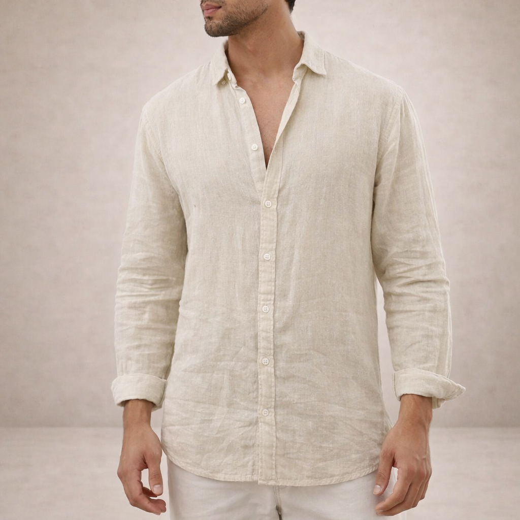 Men’s Regular Fit Linen Button Down Casual Shirt