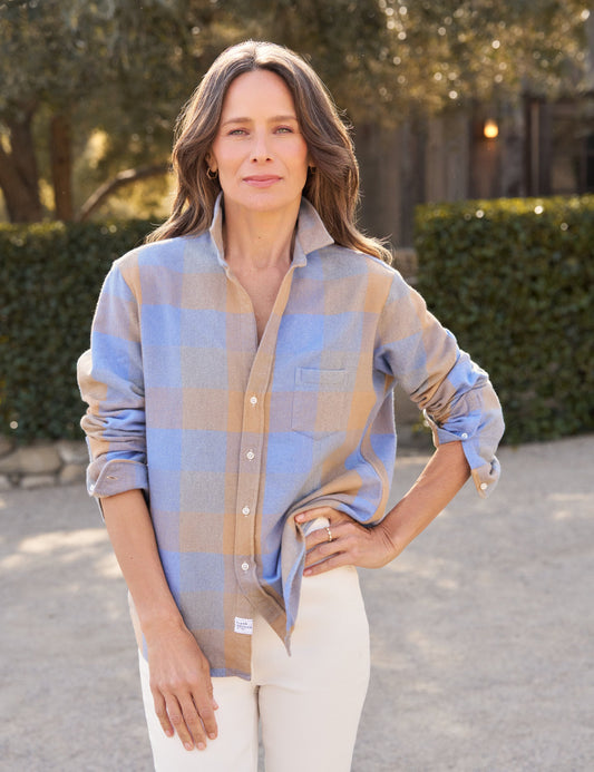 EILEEN Blue and Camel Check, Italian Flannel