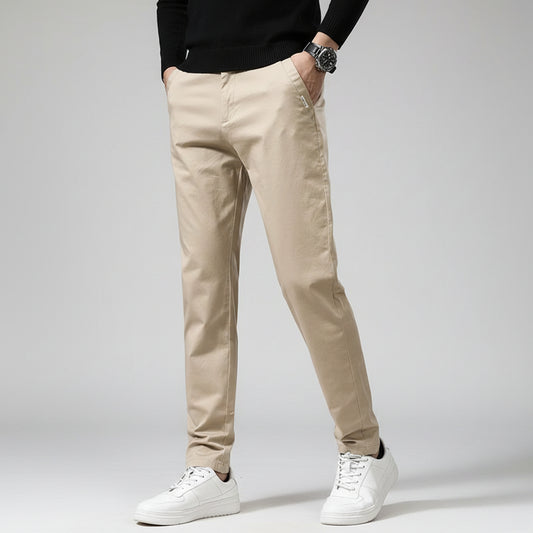 Men's Classic Slim Fit Cotton Pants - Casual Lightweight Chino Trousers, Essentials Stretch Slacks