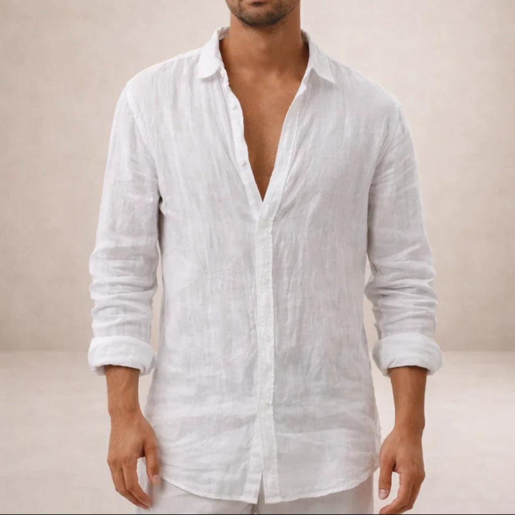 Men’s Regular Fit Linen Button Down Casual Shirt