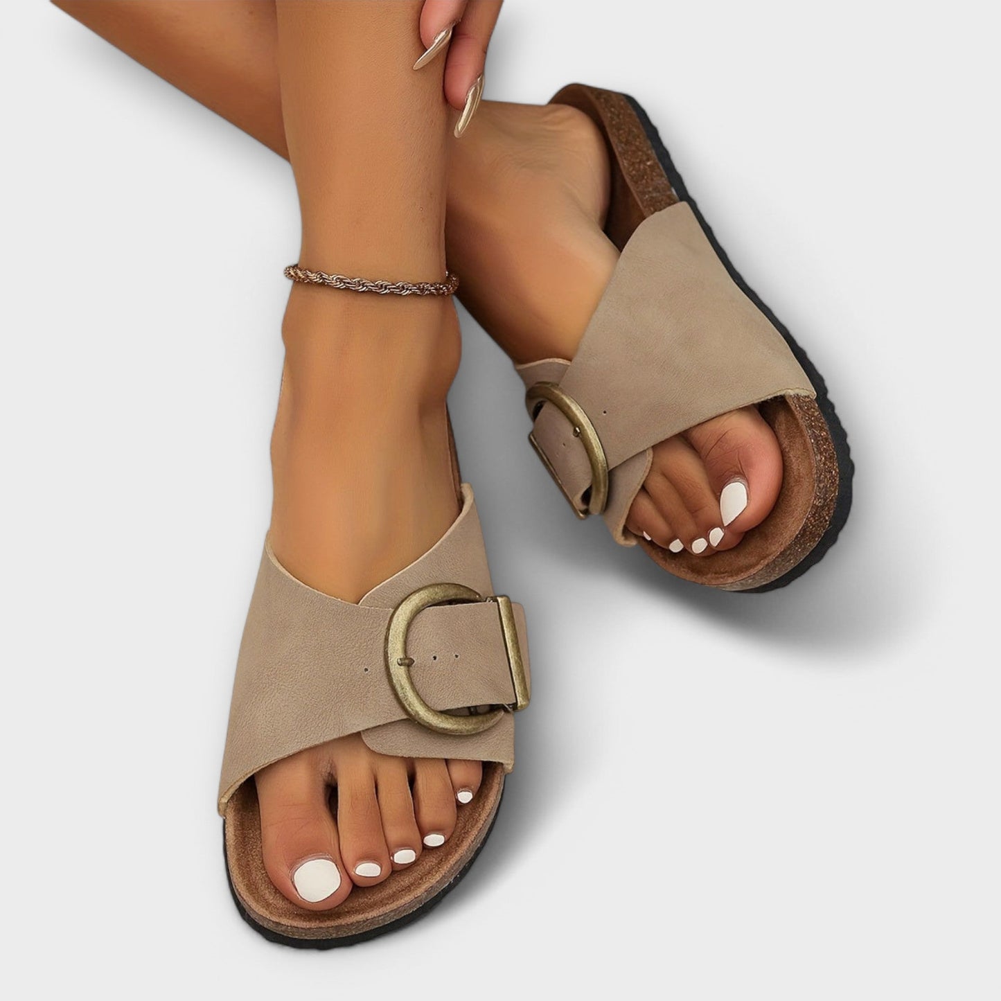 Goldenshore Women's Comfort Slip-On Slide Sandals - Ergonomic Cork Sole Summer Shoes