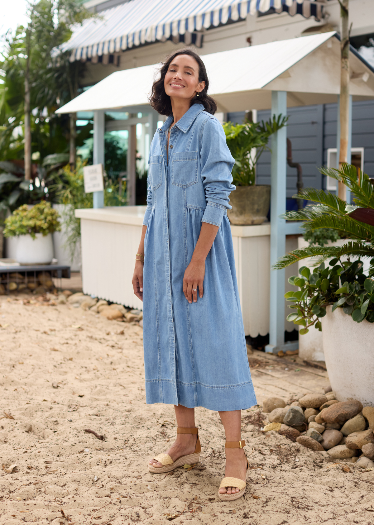 MONTANA LONG SLEEVE DENIM DRESS - LIGHT BLUE