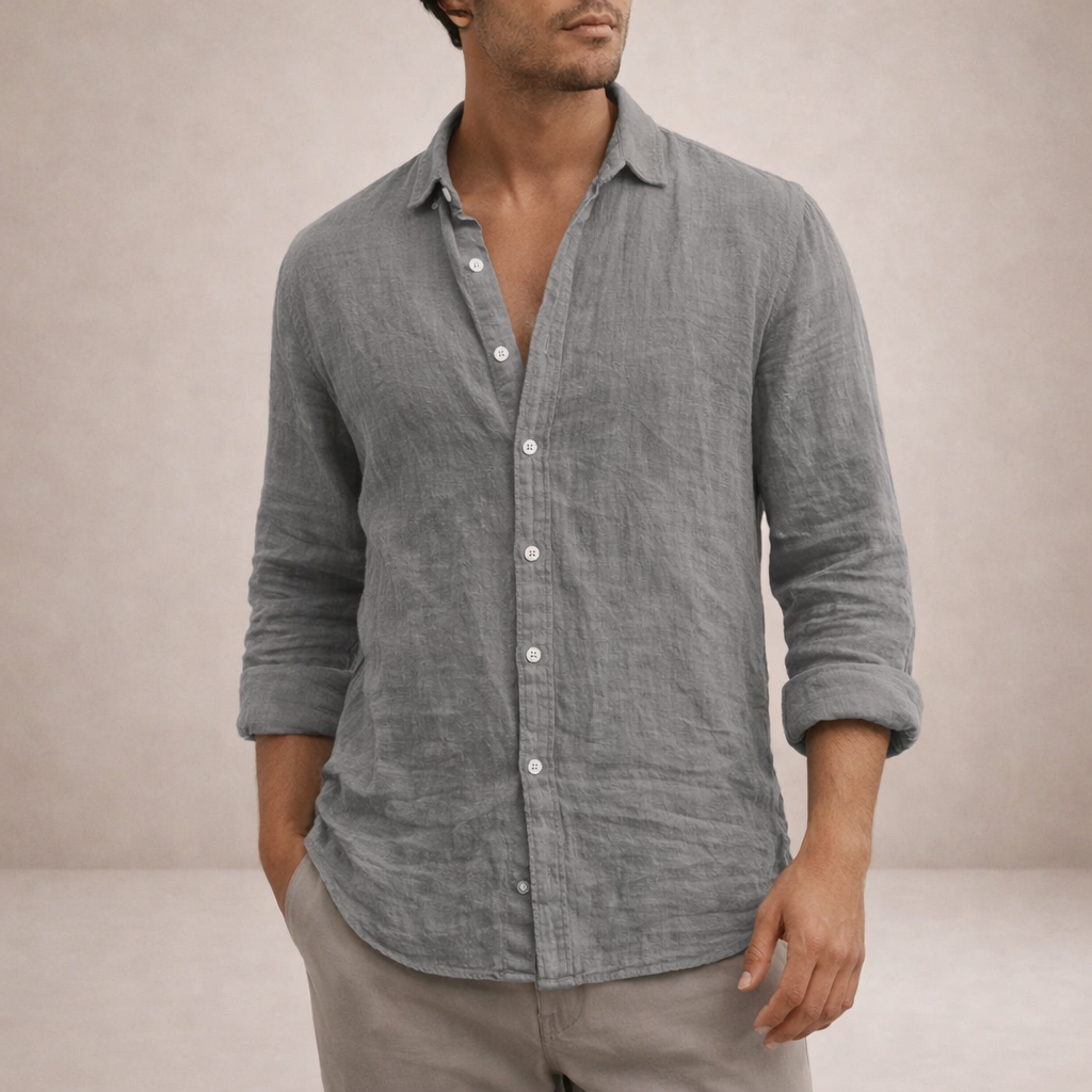 Men’s Regular Fit Linen Button Down Casual Shirt