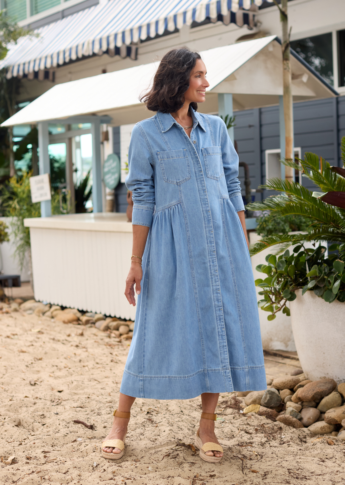 MONTANA LONG SLEEVE DENIM DRESS - LIGHT BLUE