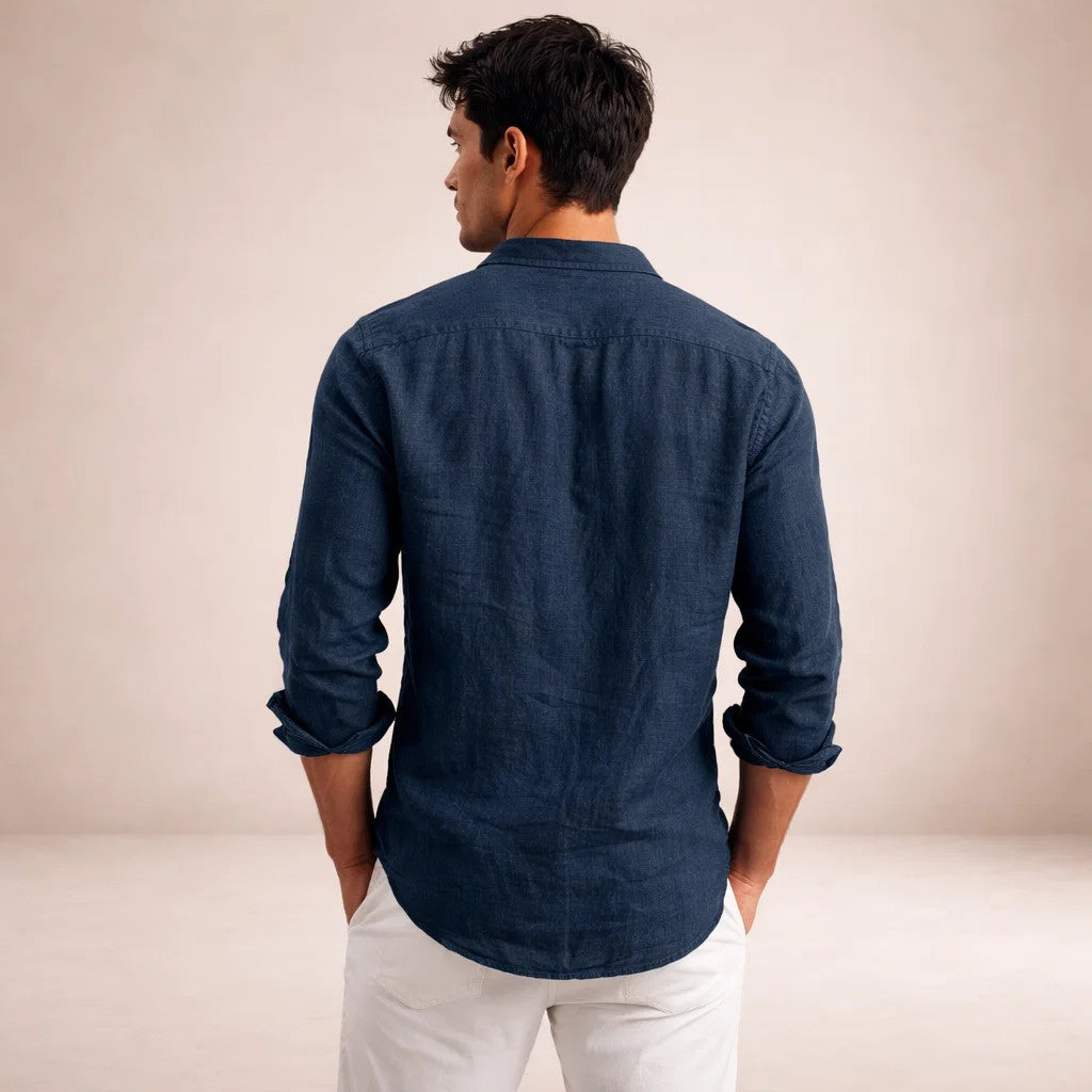 Men’s Regular Fit Linen Button Down Casual Shirt