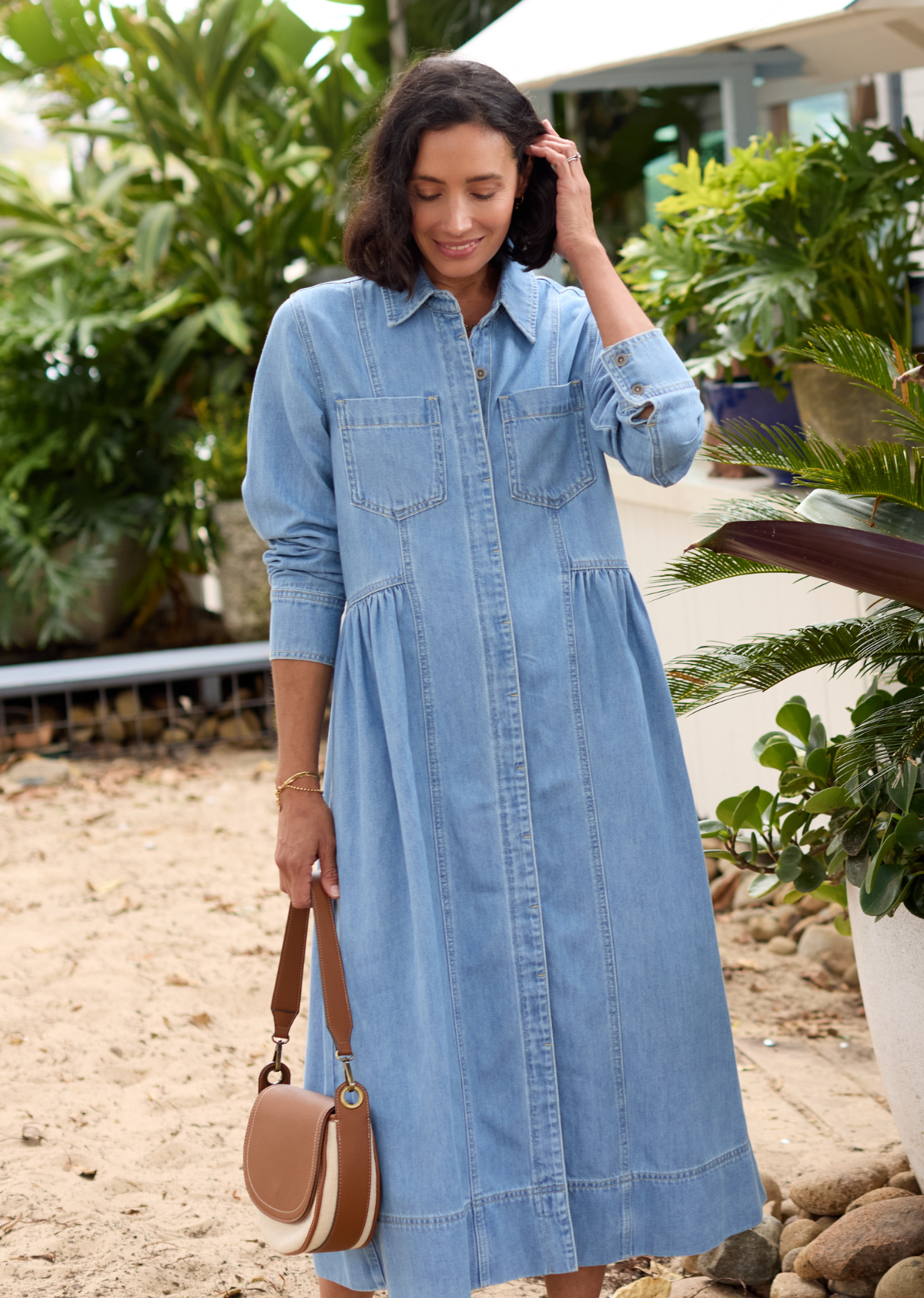 MONTANA LONG SLEEVE DENIM DRESS - LIGHT BLUE