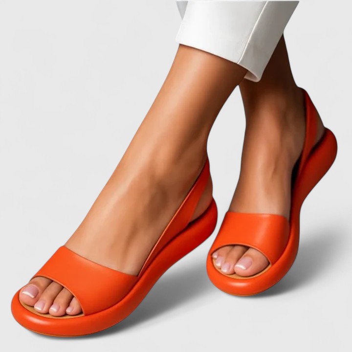 Goldenshore Women's Comfortable Flat Sandals - Low Wedge Open Toe Shoes with Closed Back Support