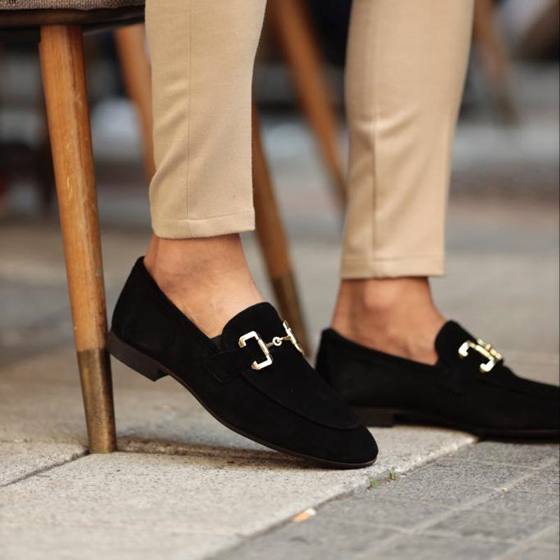 Men’s Suede Horsebit Loafers Sleek Slip-On Formal Shoes