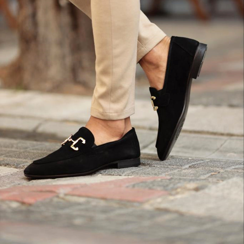Men’s Suede Horsebit Loafers Sleek Slip-On Formal Shoes
