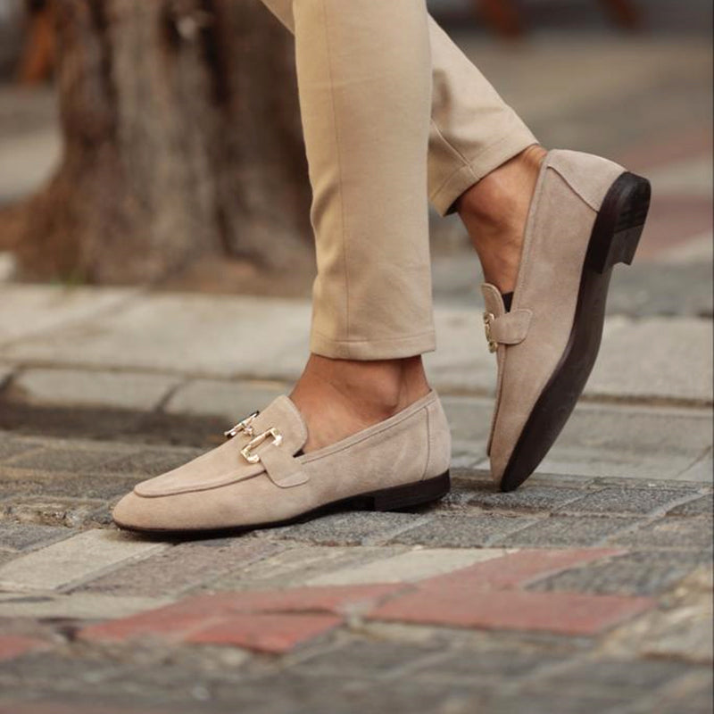 Men’s Suede Horsebit Loafers Sleek Slip-On Formal Shoes