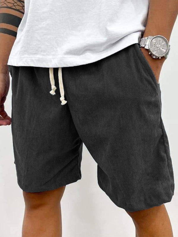 Men’s Corduroy Drawstring Shorts Relaxed Textured Summer Fit