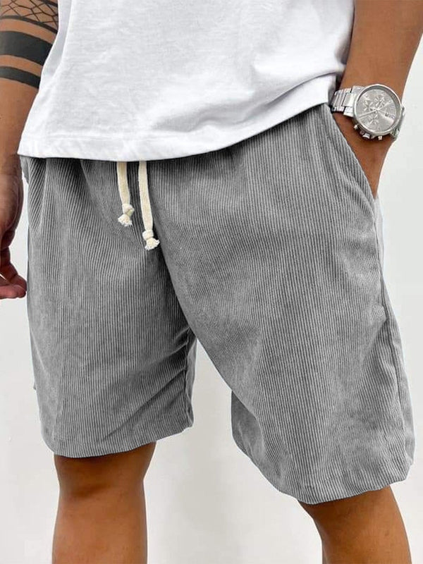 Men’s Corduroy Drawstring Shorts Relaxed Textured Summer Fit