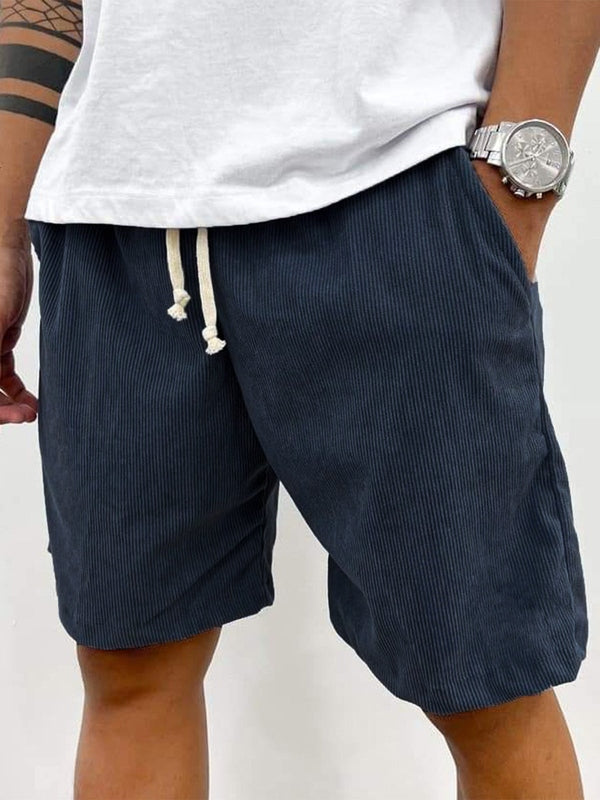 Men’s Corduroy Drawstring Shorts Relaxed Textured Summer Fit