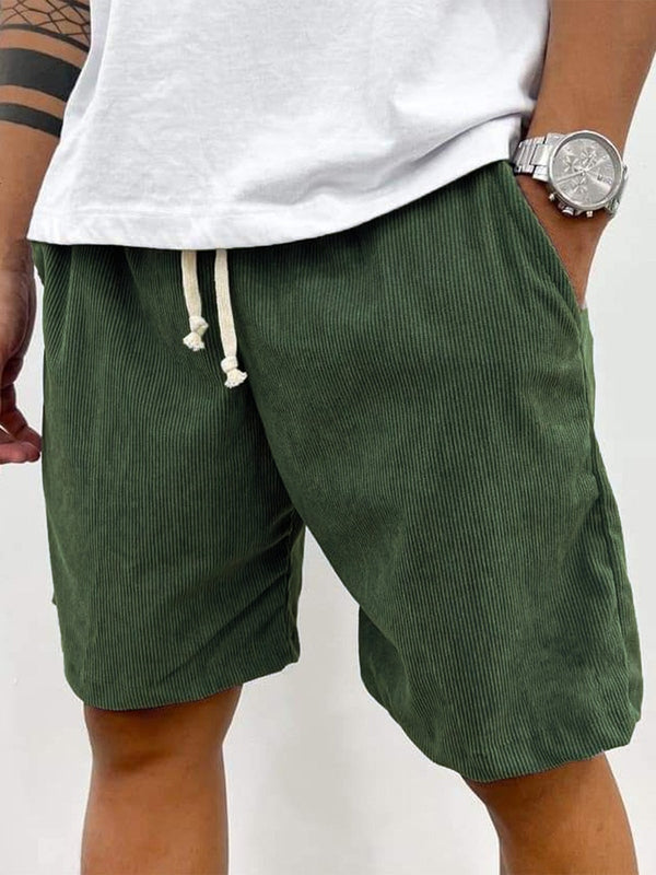 Men’s Corduroy Drawstring Shorts Relaxed Textured Summer Fit