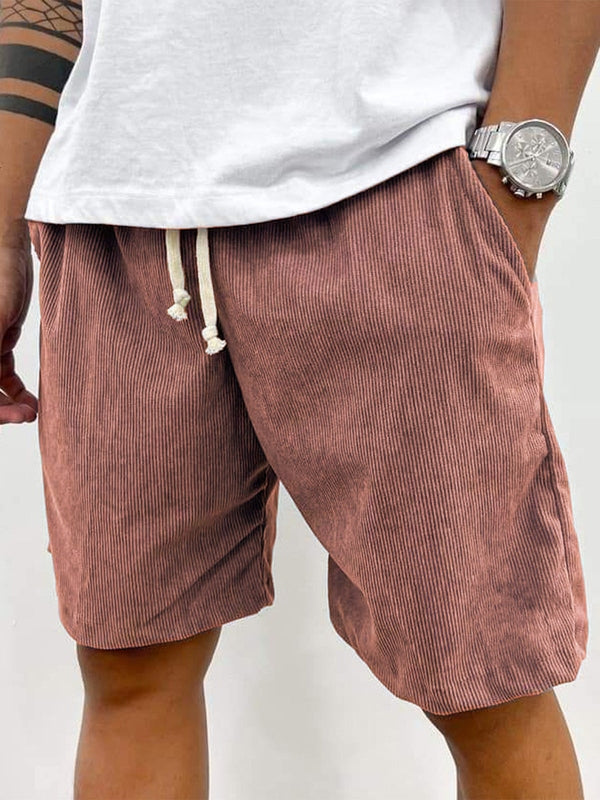 Men’s Corduroy Drawstring Shorts Relaxed Textured Summer Fit