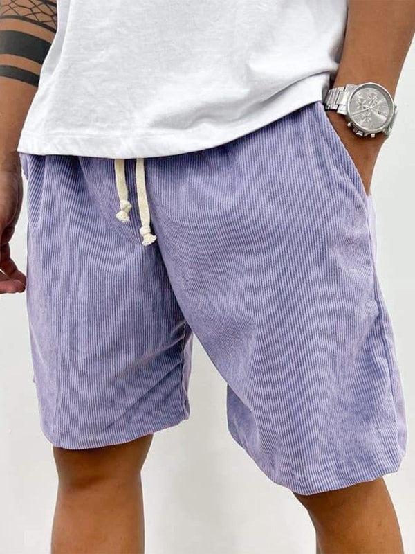 Men’s Corduroy Drawstring Shorts Relaxed Textured Summer Fit