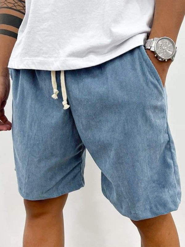 Men’s Corduroy Drawstring Shorts Relaxed Textured Summer Fit