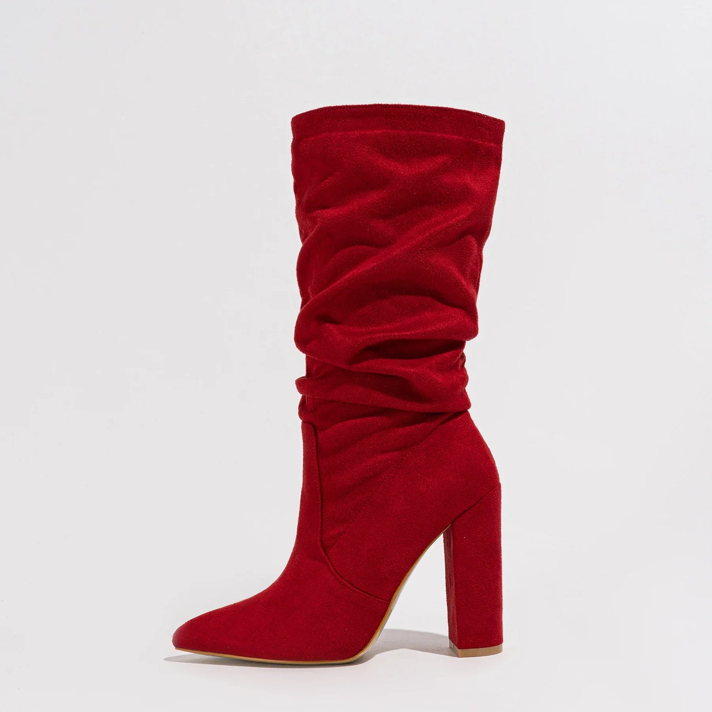 Goldenshore Women's High-Heel Suede Boots - Slouchy Knee-High Dress Booties, Handcrafted Comfort Heels