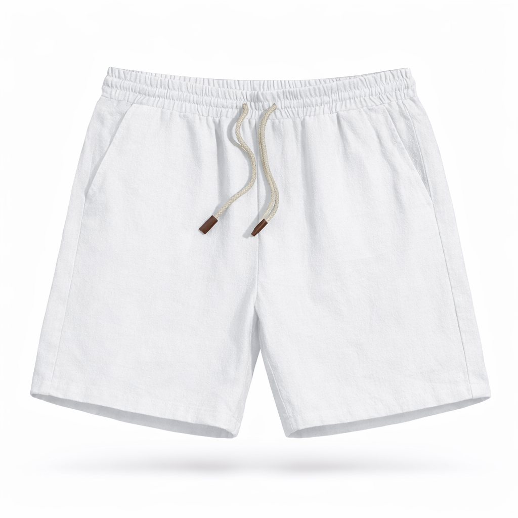 Men’s Linen Shorts Elastic Waist Drawstring Summer Fit