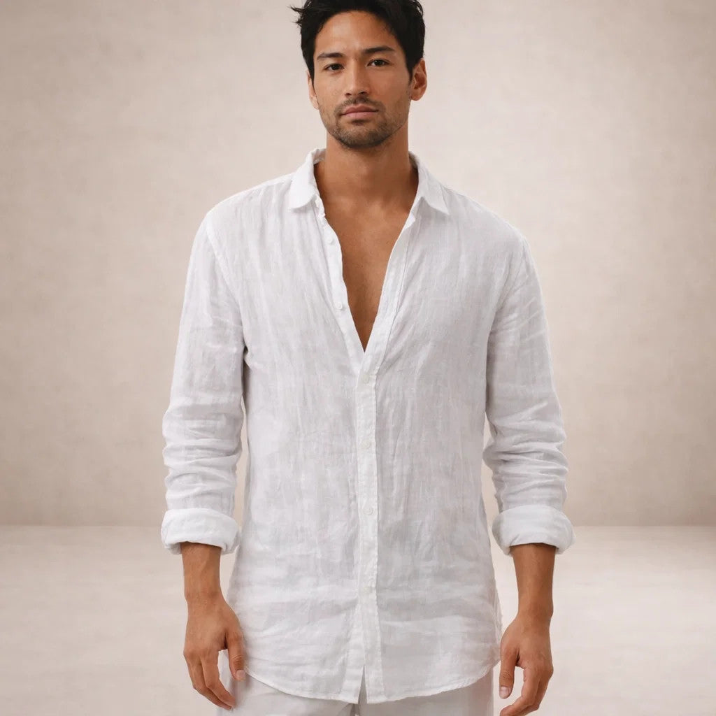 Men’s Regular Fit Linen Button Down Casual Shirt