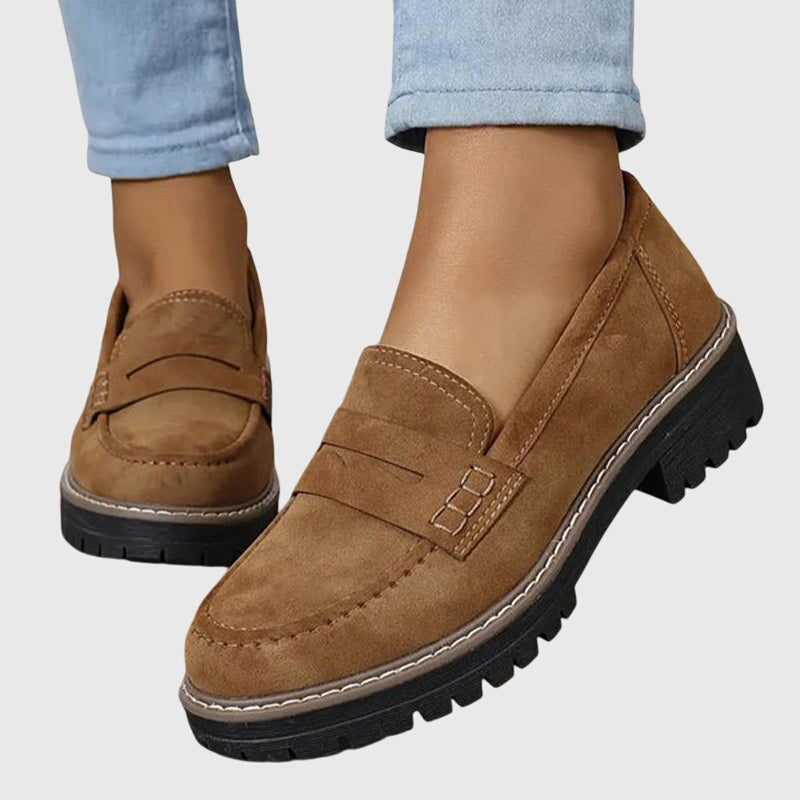 Goldenshore Women's Suede Slip-On Loafers - Timeless Casual Walking Flats, Comfortable Non-Slip Shoes