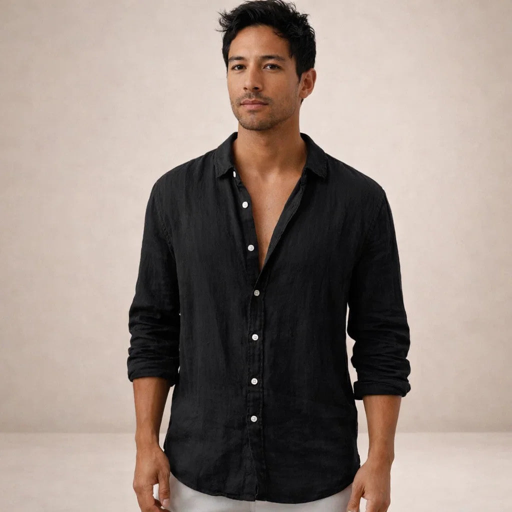 Men’s Regular Fit Linen Button Down Casual Shirt