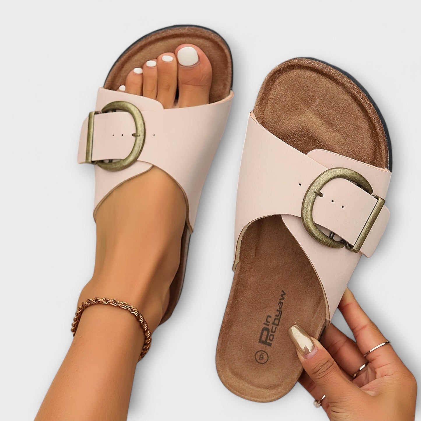 Goldenshore Women's Comfort Slip-On Slide Sandals - Ergonomic Cork Sole Summer Shoes
