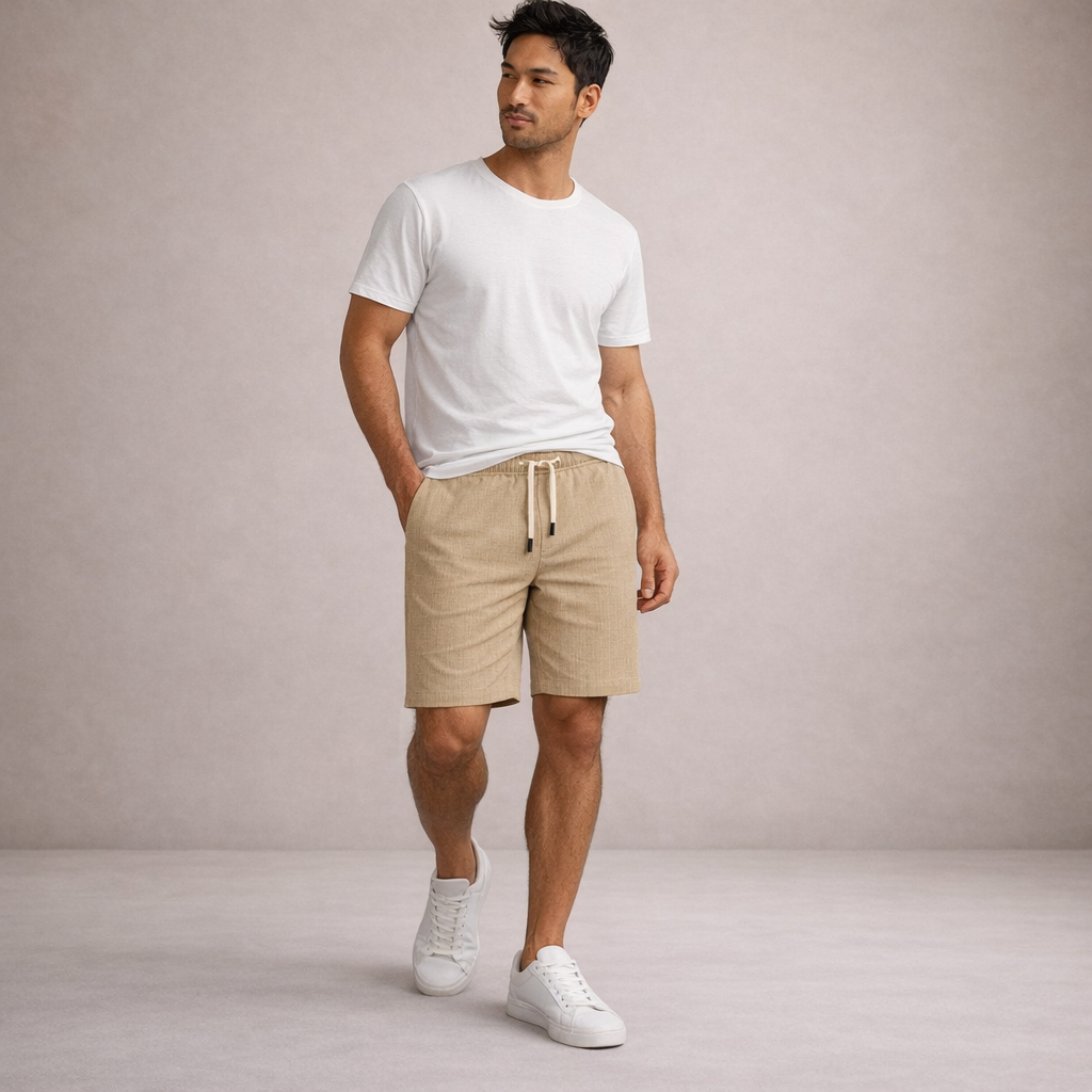 Men’s Drawstring Linen Summer Shorts Casual Relaxed Fit