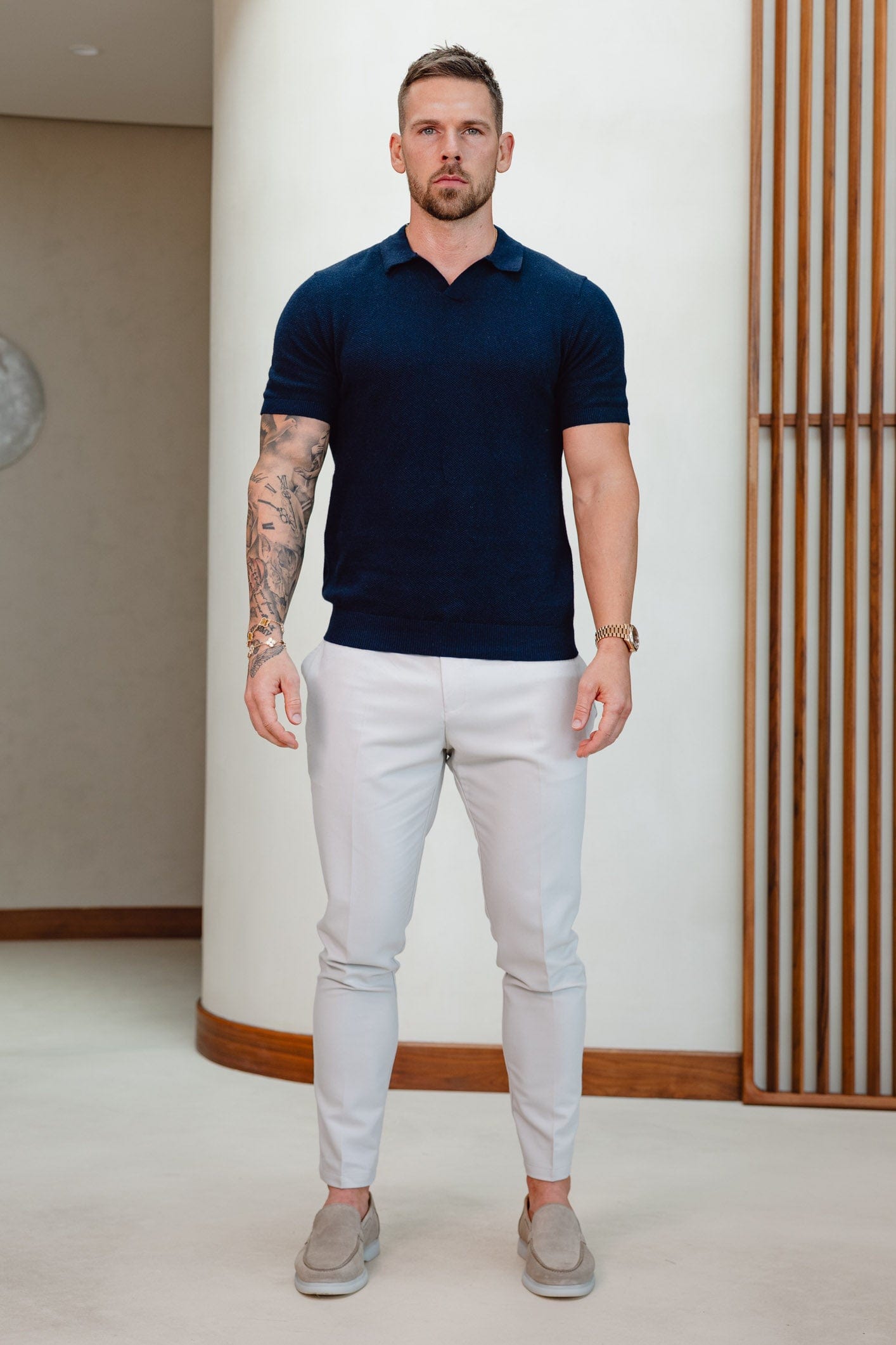Golden Shore Men's Classic Pique Cotton Polo Shirt - Short Sleeve Slim Fit Summer Top, Classic Navy